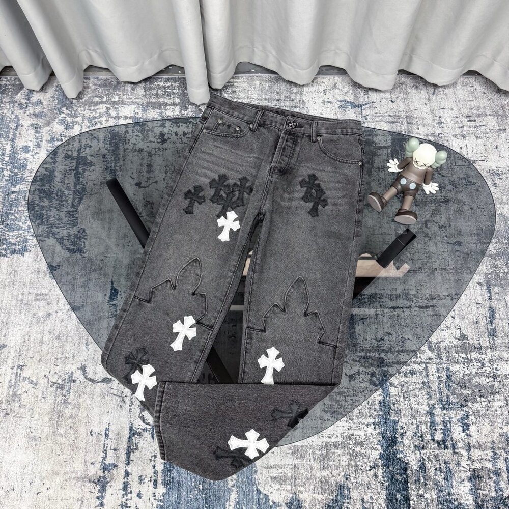 Chrome Hearts Black/White Unisex Jeans